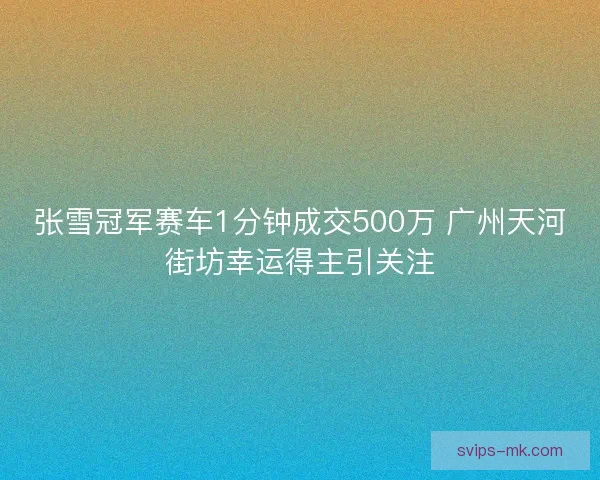 张雪冠军赛车1分钟成交500万 广州天河街坊幸运得主引关注 张雪冠军赛车1分钟成交500万 广州天河街坊幸运得主引关注